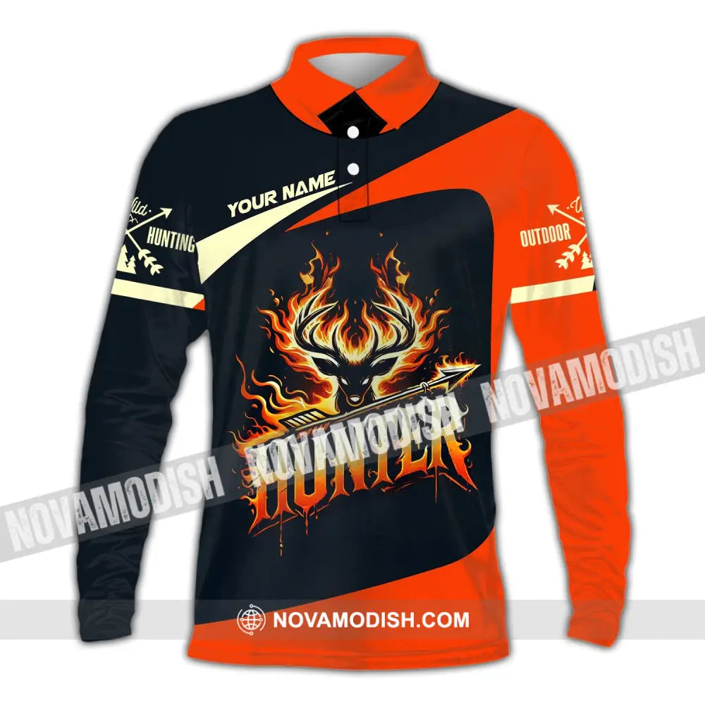 Unisex Shirt Custom Name Hunter Polo Long Sleeve / S T-Shirt