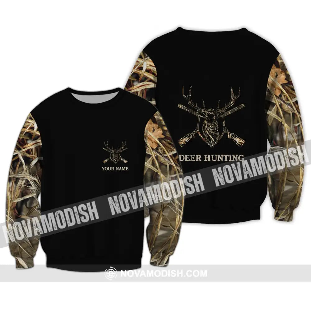 Unisex Shirt - Custom Name Shirt - Hunting Shirt Hunting Name - Deer Hunting Full Printing Long Sleeve / S T-shirt