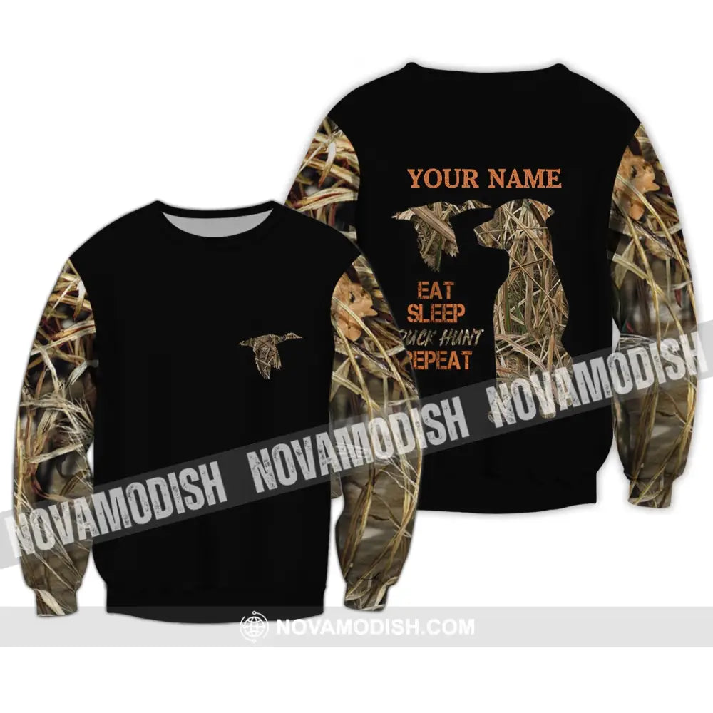 Unisex Shirt - Custom Name Shirt - Hunting Shirt Hunting Name - Duck Hunting Waterfowl Camo Bird Dog Duck Hunter Long