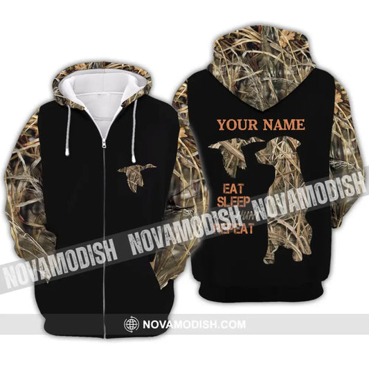 Unisex Shirt - Custom Name Shirt - Hunting Shirt Hunting Name - Duck Hunting Waterfowl Camo Bird Dog Duck Hunter Zipper