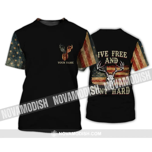 Unisex Shirt - Custom Name Shirt - Hunting Shirt Hunting Name - Live Free And Hunt Hard T-Shirt / S T-shirt