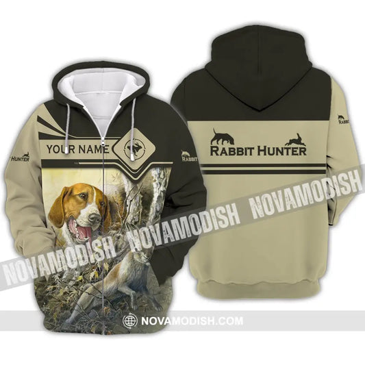 Unisex Shirt - Custom Name Shirt - Hunting Shirt Hunting Name - Rabbit Hunting Lover Zipper Hoodie / S T-shirt