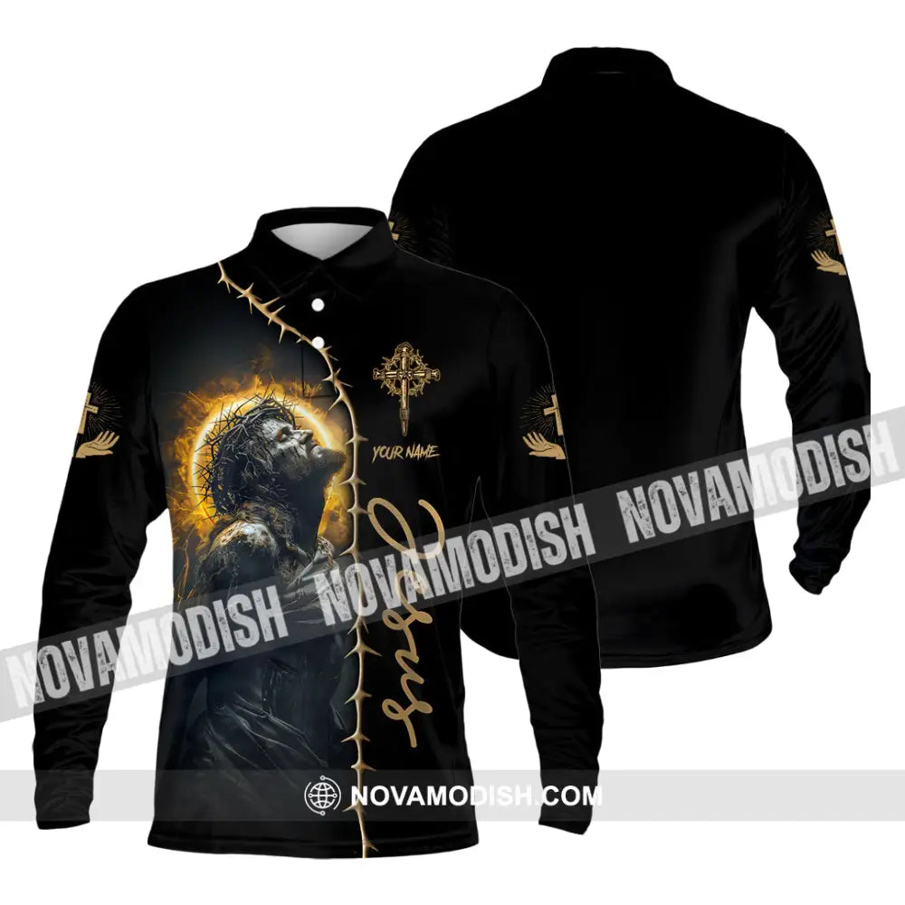 Unisex Shirt - Custom Name Hurt Jesus Shirt Long Sleeve Polo / S T-shirt