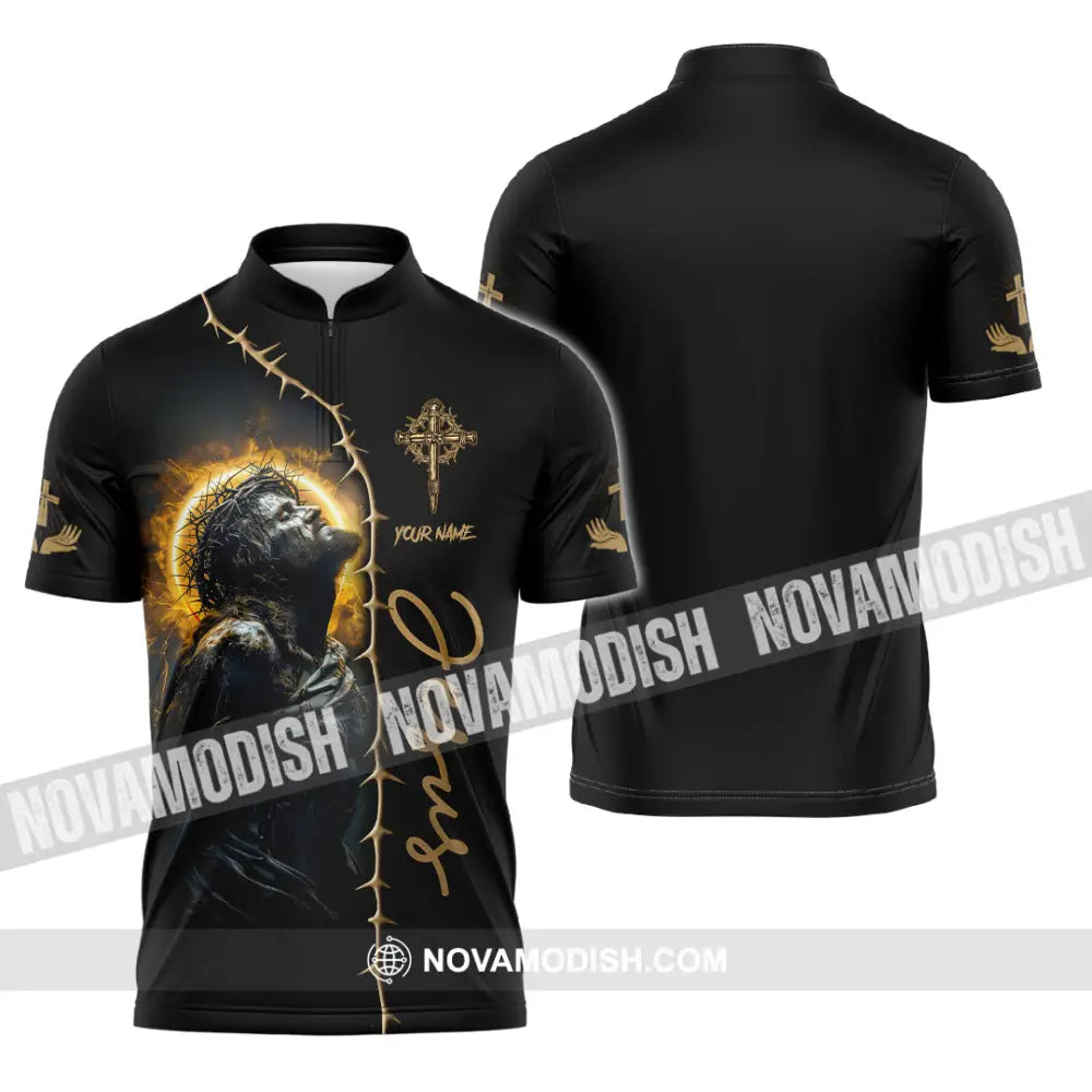 Unisex Shirt - Custom Name Hurt Jesus Shirt Zipper Polo Shirt / S T-shirt
