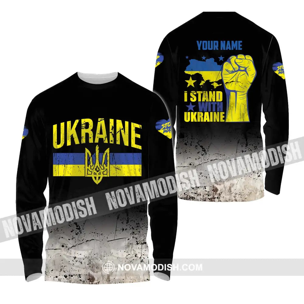 Unisex Shirt - Custom Name I Stand With Ukraine Shirt Long Sleeve Shirt / S T-shirt