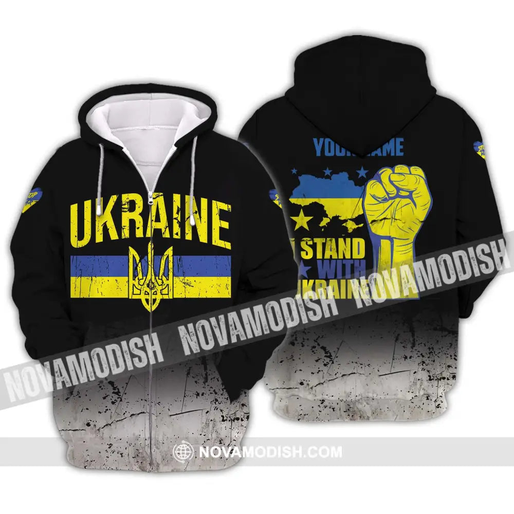 Unisex Shirt - Custom Name I Stand With Ukraine Shirt Zipper Hoodie / S T-shirt