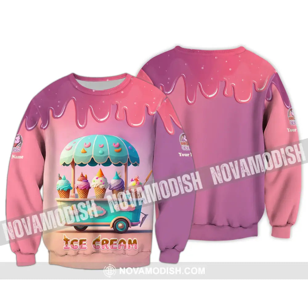 Unisex Shirt Custom Name Ice Cream T-Shirt For Lover Long Sleeve / S T-Shirt