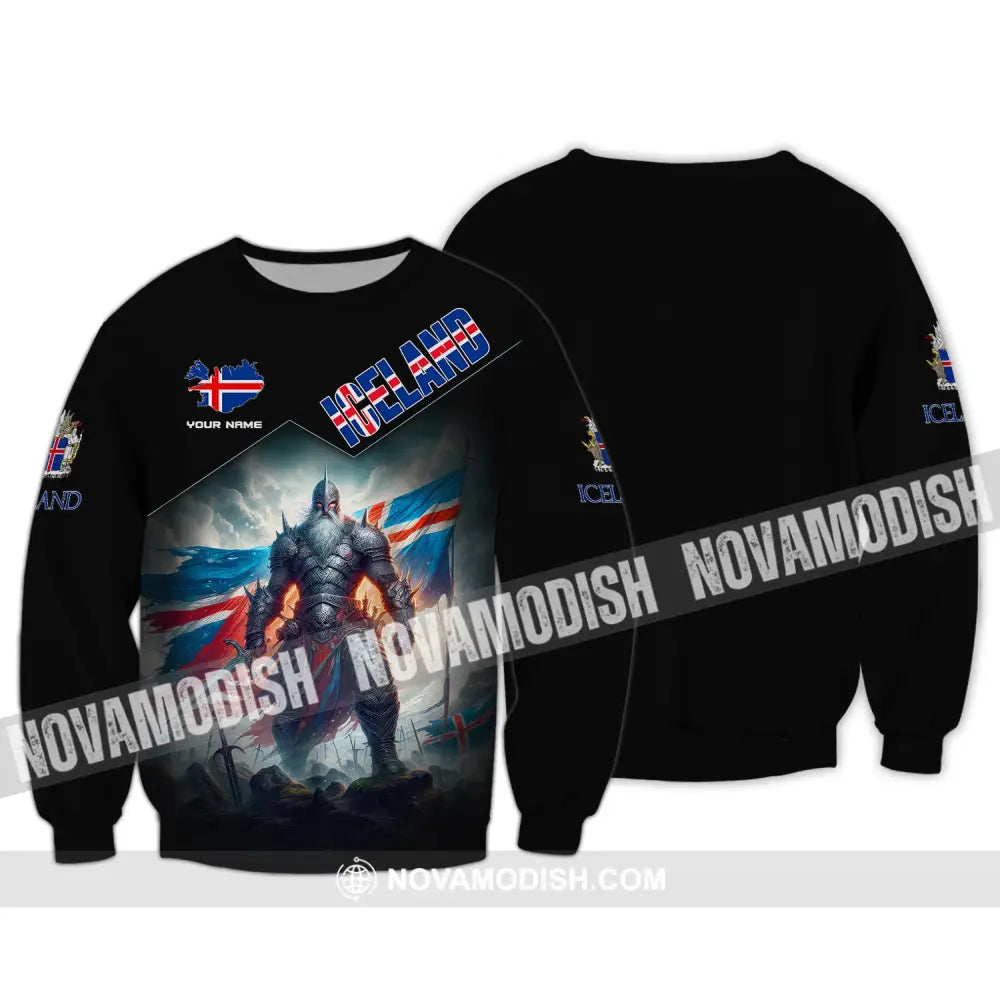 Unisex Shirt Custom Name Iceland Love Icelandic Gift Long Sleeve / S T-Shirt