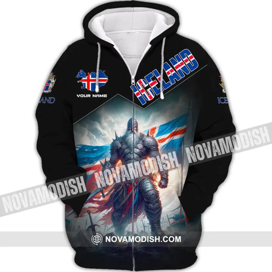 Unisex Shirt Custom Name Iceland Love Icelandic Gift Zipper Hoodie / S T-Shirt