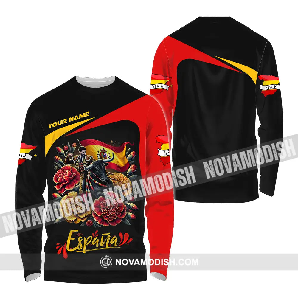Unisex Shirt - Custom Name Icon Spain Shirt Long Sleeve Shirt / S T-shirt