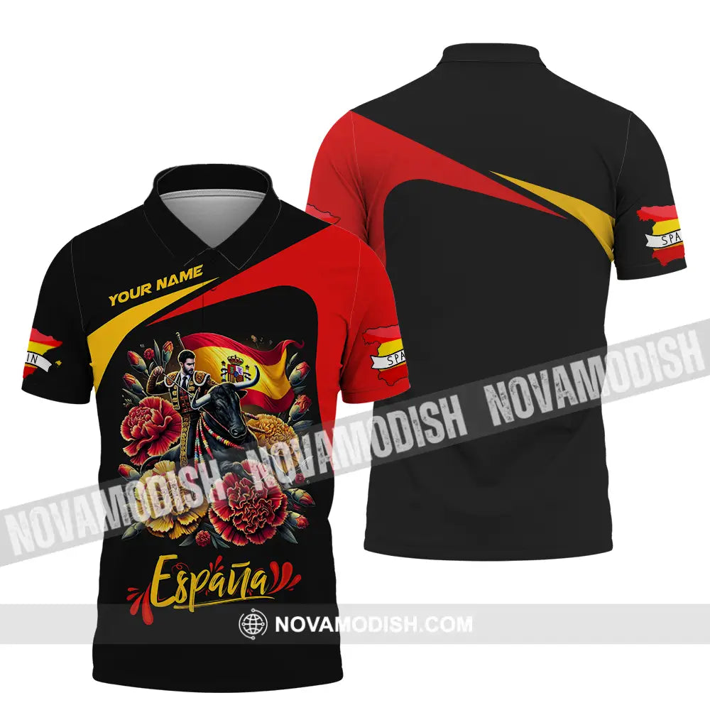 Unisex Shirt - Custom Name Icon Spain Shirt Polo Shirt / S T-shirt