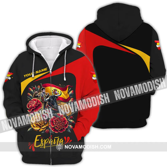 Unisex Shirt - Custom Name Icon Spain Shirt Zipper Hoodie / S T-shirt