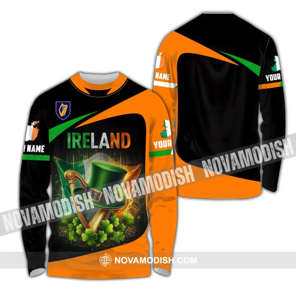 Unisex Shirt - Custom Name Ireland Long Sleeve / S T-Shirt