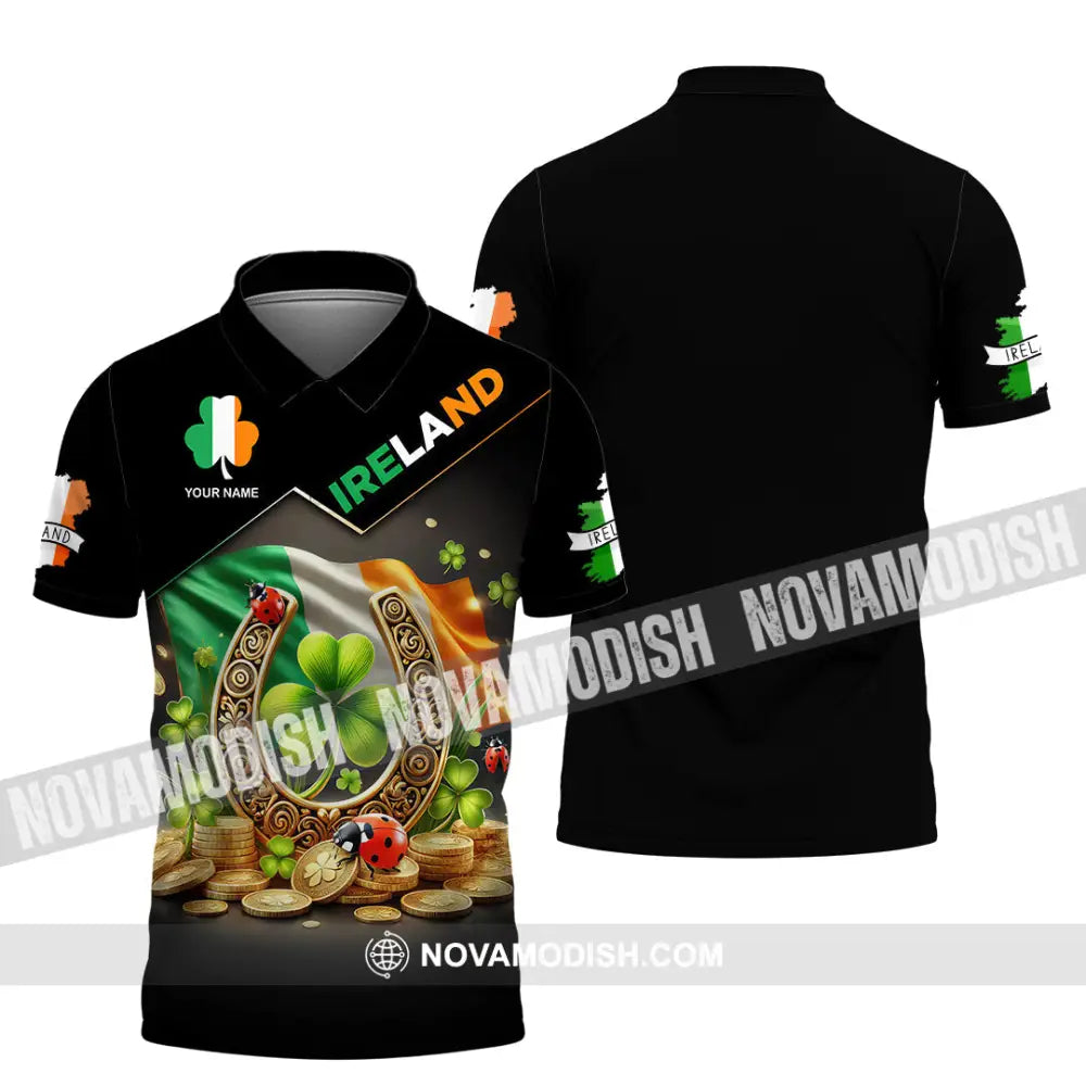 Unisex Shirt Custom Name Ireland Polo Long Sleeve / S T-Shirt