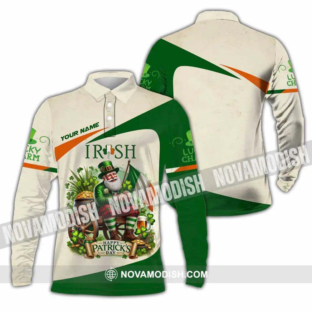 Unisex Shirt Custom Name Ireland Polo Long Sleeve / S T-Shirt