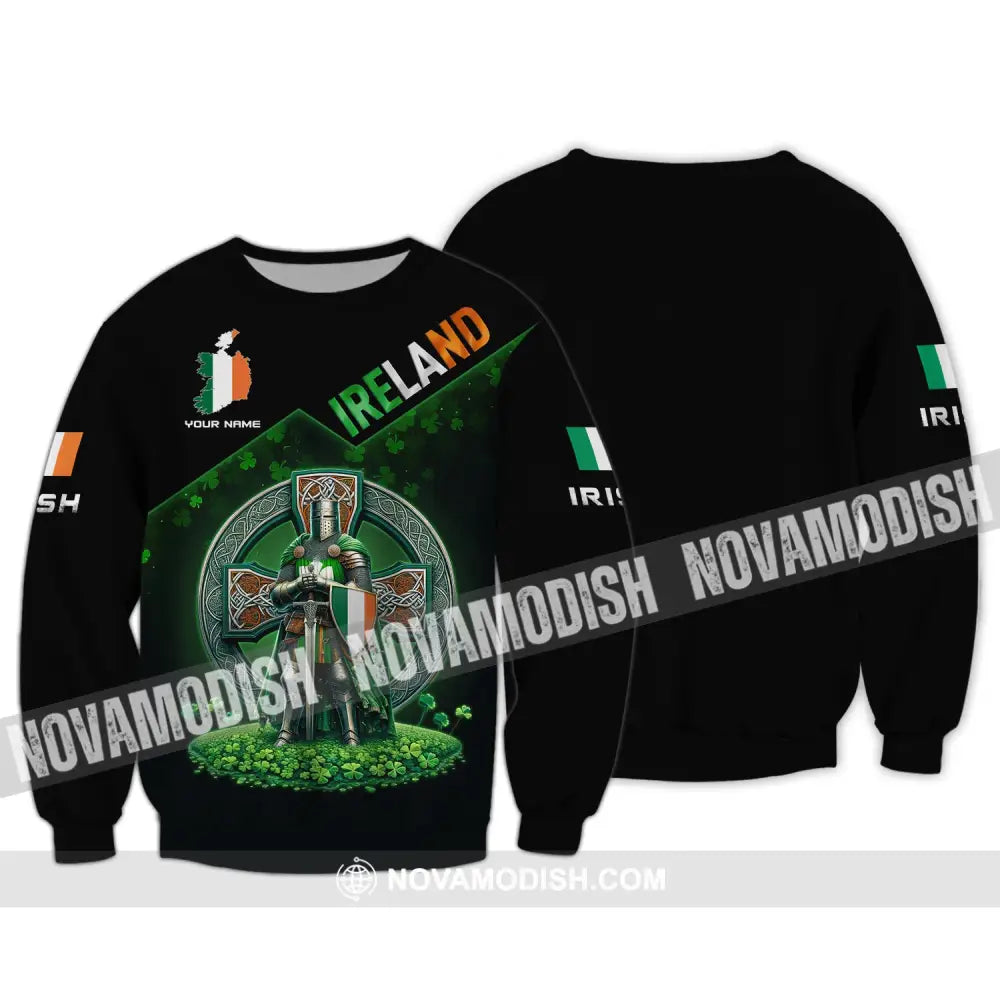 Unisex Shirt Custom Name Ireland T-Shirt Hoodie Polo Gift For Irish Long Sleeve / S