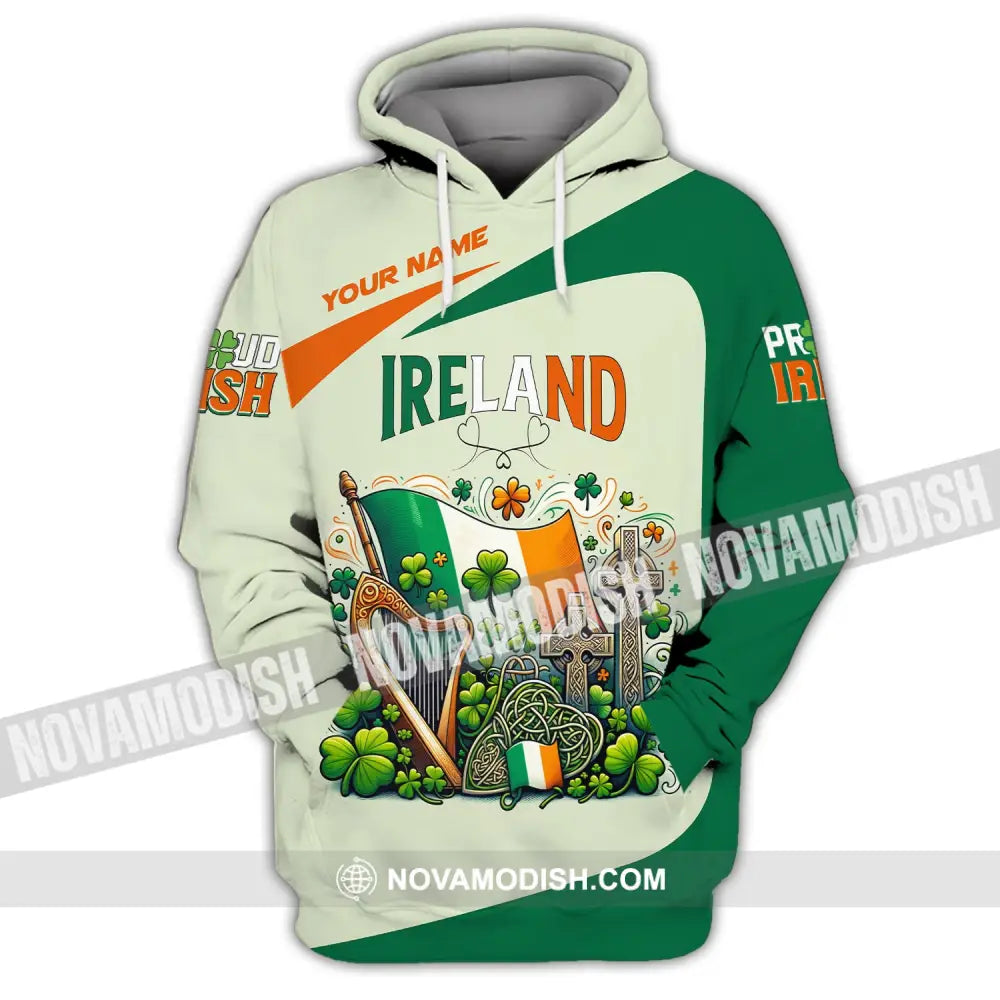 Unisex Shirt Custom Name Ireland T-Shirt Proud Irish Gift For Hoodie / S