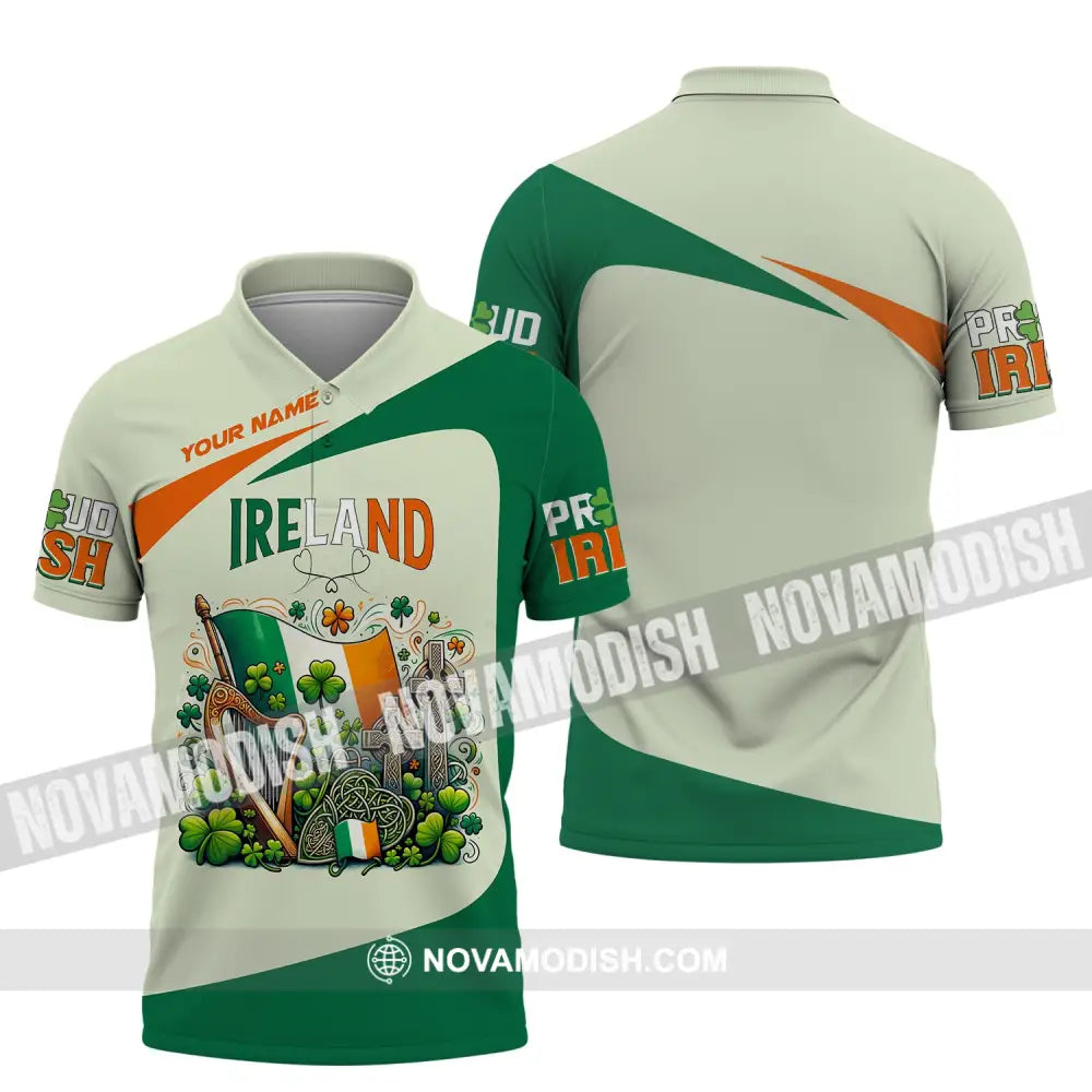 Unisex Shirt Custom Name Ireland T-Shirt Proud Irish Gift For Polo / S