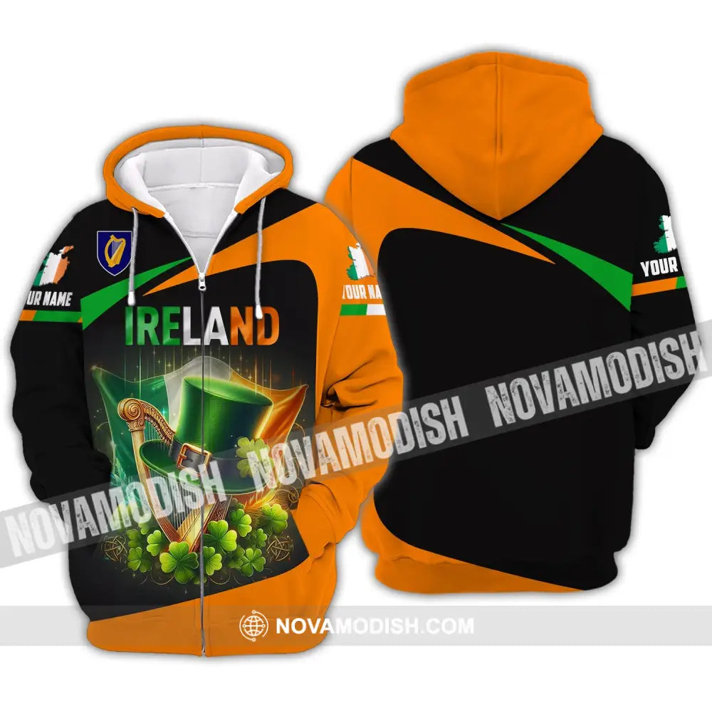 Unisex Shirt - Custom Name Ireland Zipper Hoodie / S T-Shirt