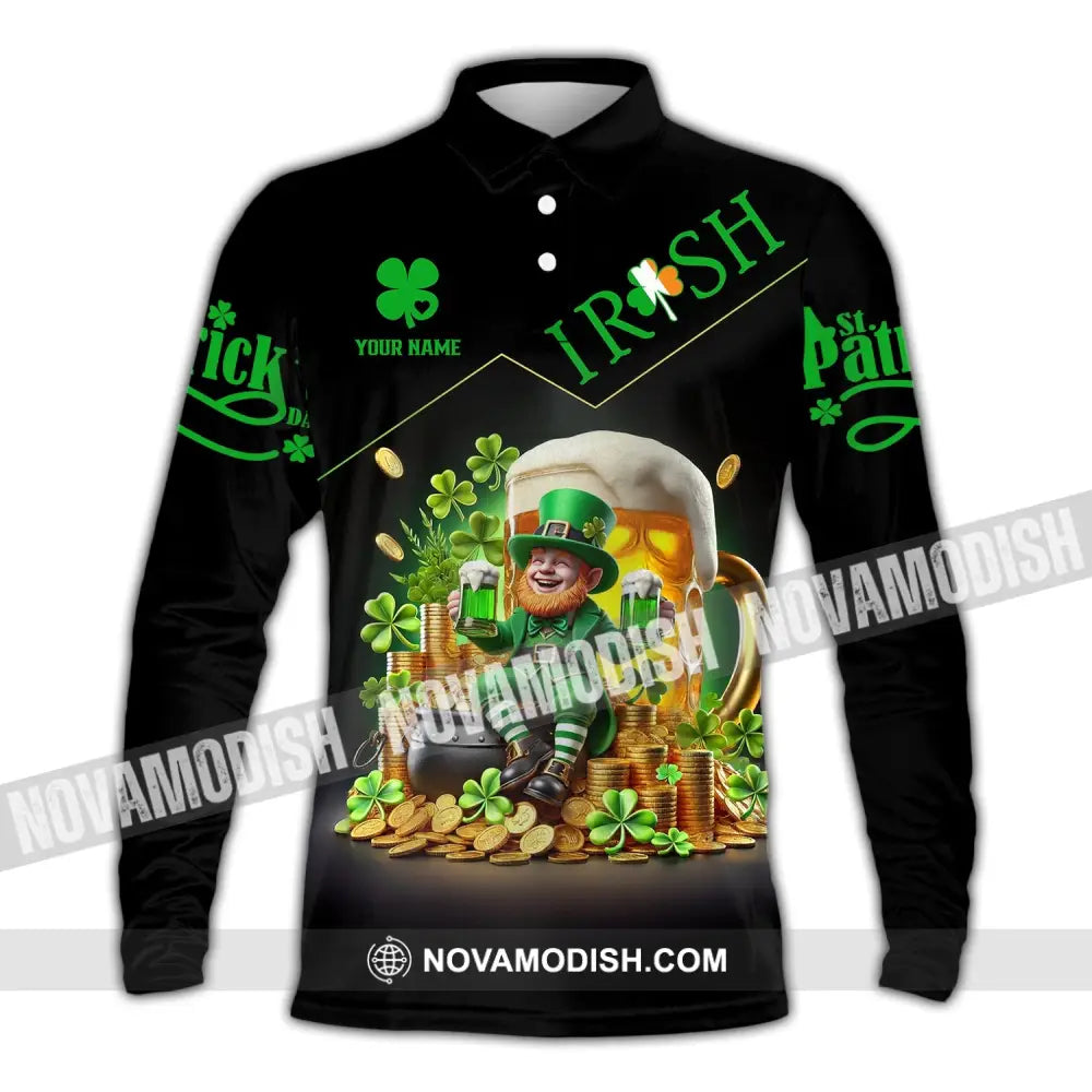 Unisex Shirt Custom Name Irish Ireland Love T-Shirt Long Sleeve Polo / S T-Shirt