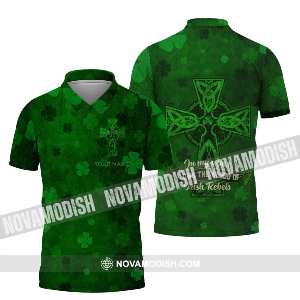 Unisex Shirt - Custom Name Shirt - Irish Patrick’s Day Gift Happy Saint Patrick’s Day In My Veins Flows The Blood Of