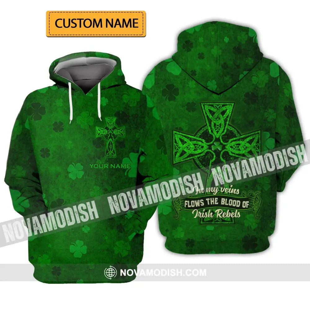Unisex Shirt - Custom Name Shirt - Irish Patrick’s Day Gift Happy Saint Patrick’s Day In My Veins Flows The Blood Of