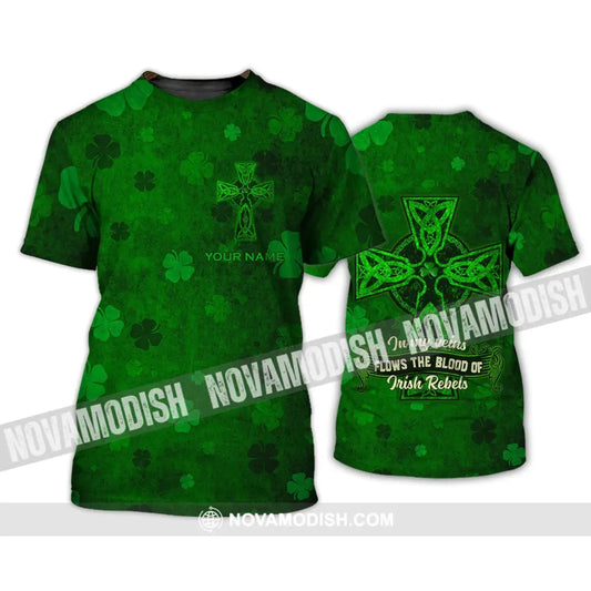 Unisex Shirt - Custom Name Shirt - Irish Patrick’s Day Gift Happy Saint Patrick’s Day In My Veins Flows The Blood Of