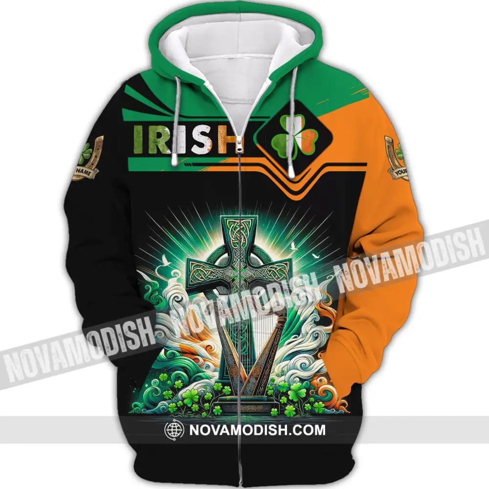 Unisex Shirt Custom Name Irish T-Shirt Ireland Hoodie Polo Gift For Lover Zipper / S