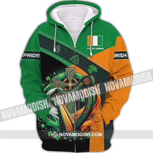 Unisex Shirt Custom Name Irish T-Shirt Ireland Hoodie Polo Gifts Zipper / S