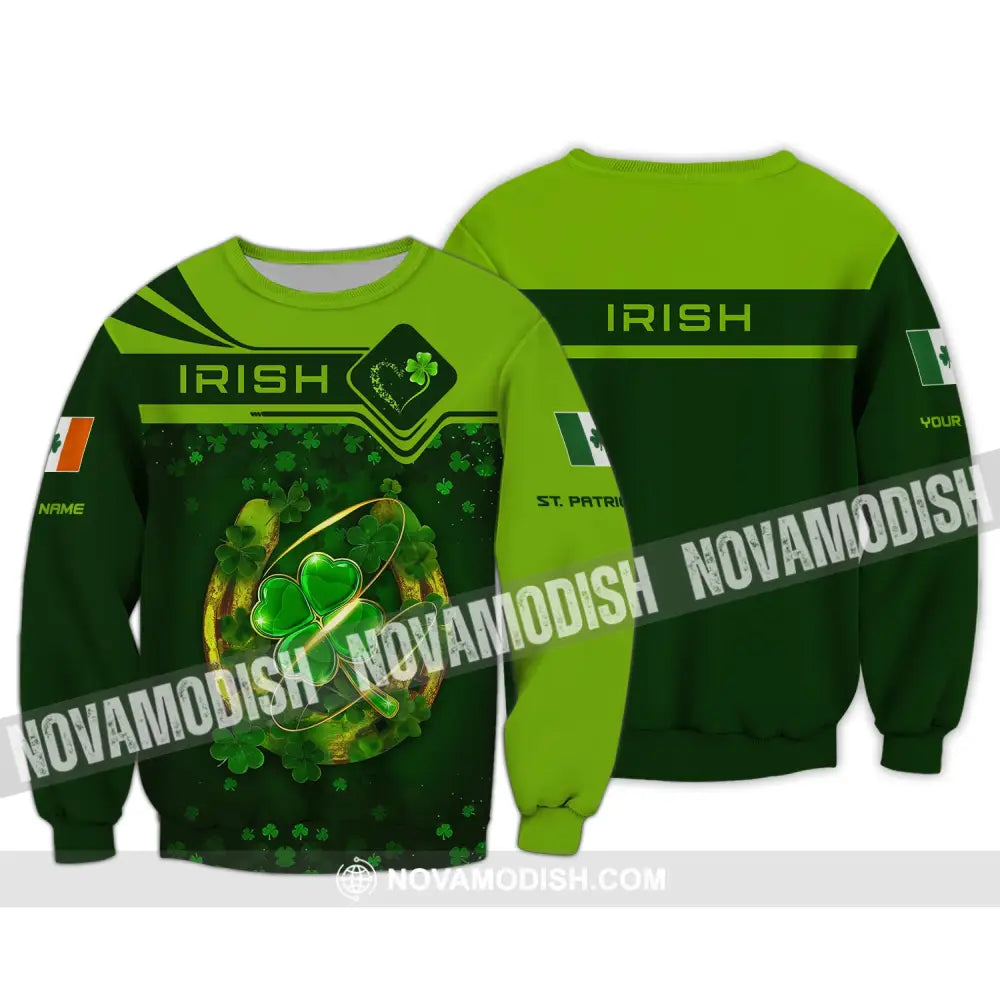 Unisex Shirt Custom Name Irish T-Shirt Saint Patrick’s Day St Gifts Long Sleeve / S