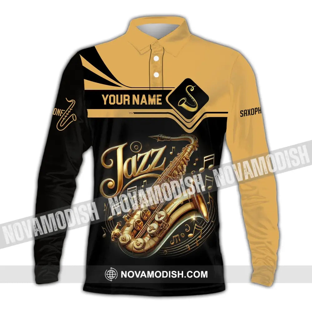 Unisex Shirt Custom Name Jazz Lover Hoodie Polo Long Sleeve / S T-Shirt