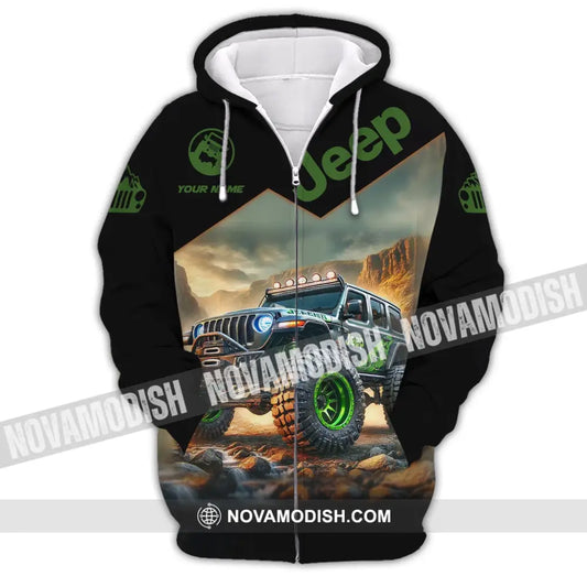 Unisex Shirt Custom Name Jeep Gladiator Polo Long Sleeve Zipper Hoodie / S T-Shirt