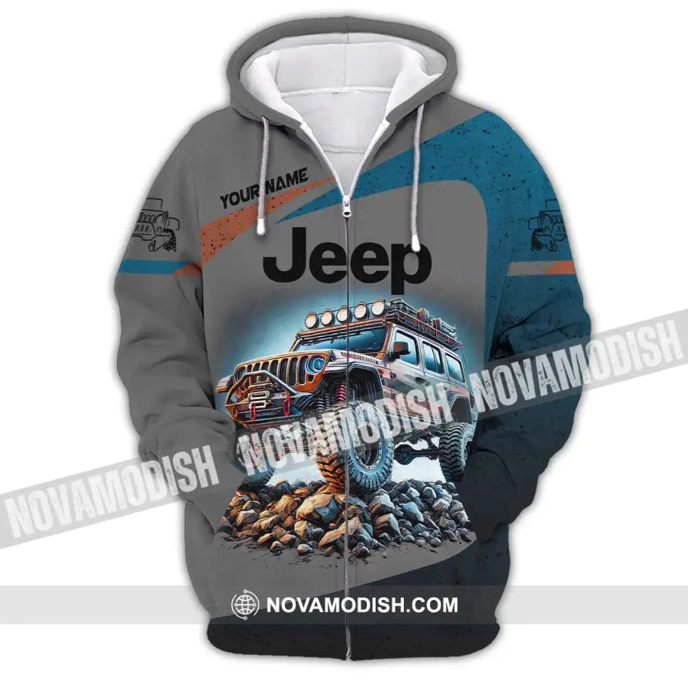 Unisex Shirt Custom Name Jeep Gladiator Polo Long Sleeve Zipper Hoodie / S T-Shirt