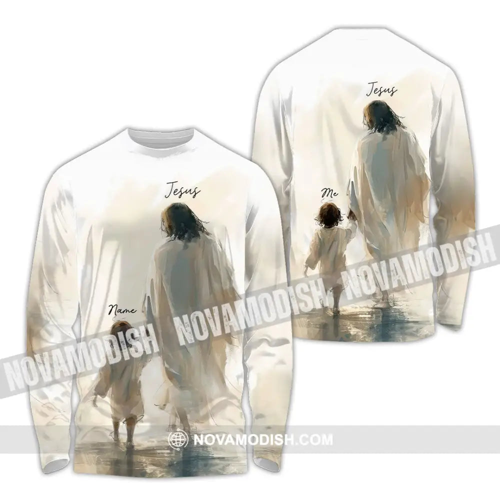 Unisex Shirt Custom Name Jesus And Me T-Shirt Christian Gift Long Sleeve / S T-Shirt