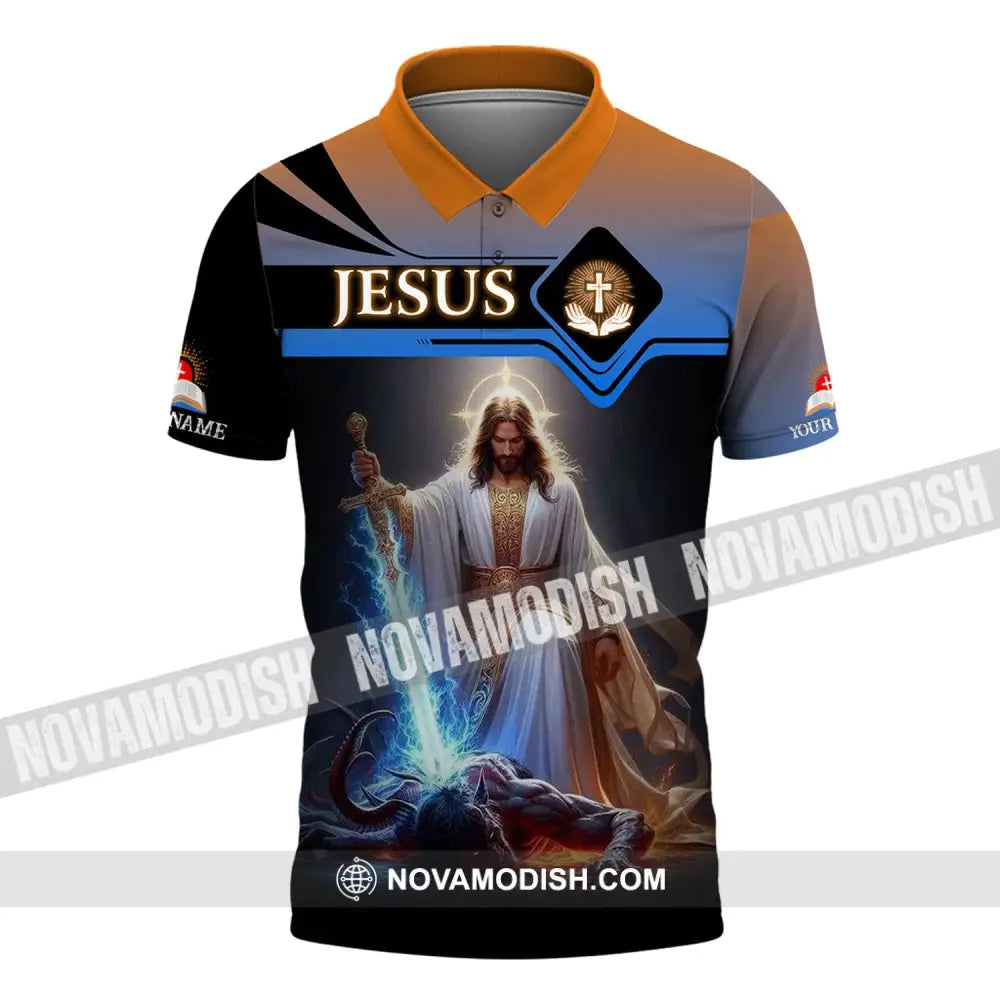 Unisex Shirt - Custom Name Jesus And Sword Polo / S T-Shirt