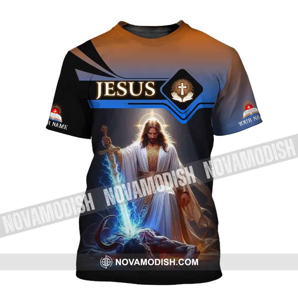 Unisex Shirt - Custom Name Jesus And Sword T-Shirt / S T-Shirt