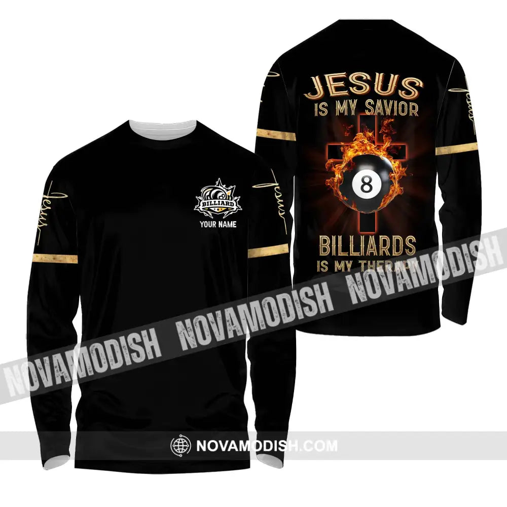 Unisex Shirt - Custom Name Jesus Billiards Shirt Long Sleeve Shirt / S T-shirt