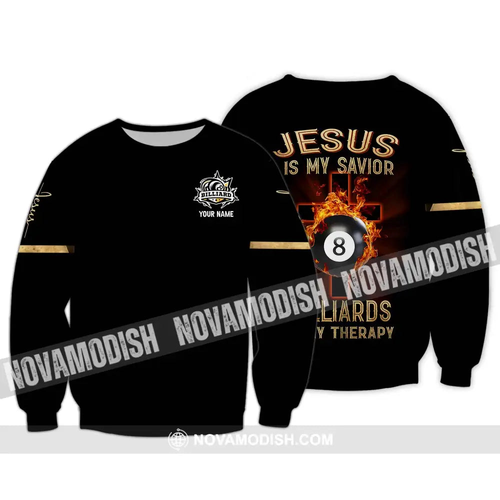 Unisex Shirt - Custom Name Jesus Billiards Shirt Long Sleeve / S T-shirt