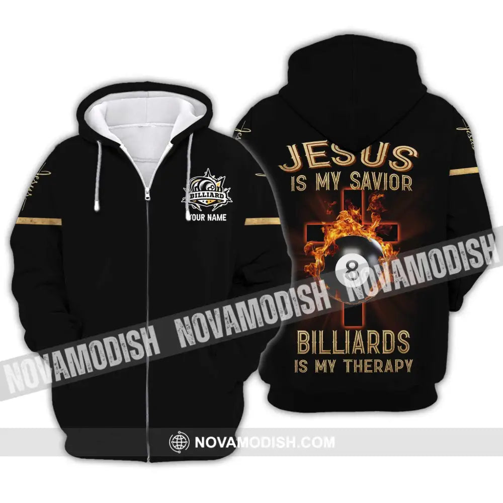 Unisex Shirt - Custom Name Jesus Billiards Shirt Zipper Hoodie / S T-shirt