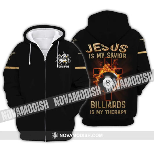 Unisex Shirt - Custom Name Jesus Billiards Shirt Zipper Hoodie / S T-shirt