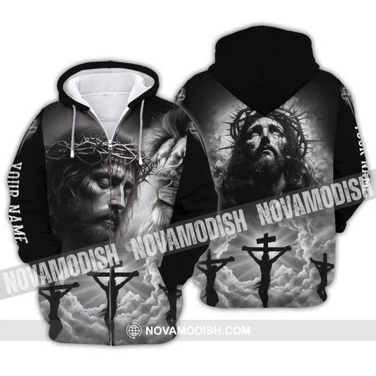 Unisex Shirt - Custom Name Jesus Shirt Black Zipper Hoodie / S T-shirt