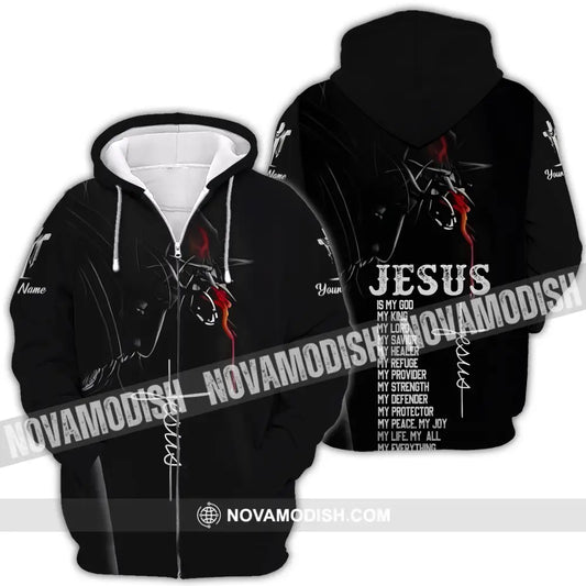 Unisex Shirt - Custom Name Jesus Shirt Jesus Is My God Zipper Hoodie / S T-shirt