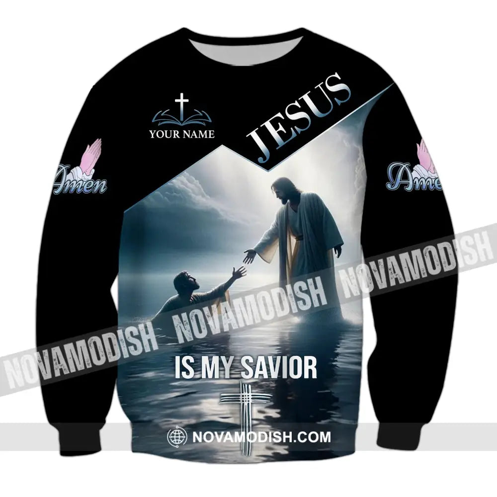 Unisex Shirt - Custom Name Jesus Is My Savior Saving Long Sleeve / S T-Shirt