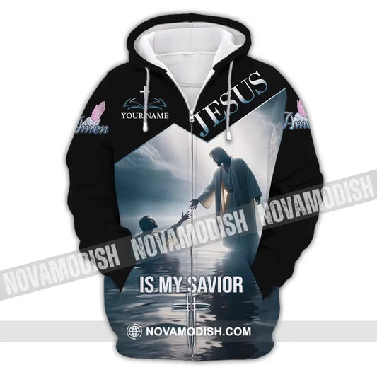 Unisex Shirt - Custom Name Jesus Is My Savior Saving Zipper Hoodie / S T-Shirt