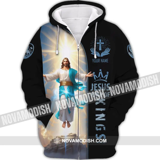 Unisex Shirt - Custom Name Shirt Jesus King Of King Zipper Hoodie / S T-shirt