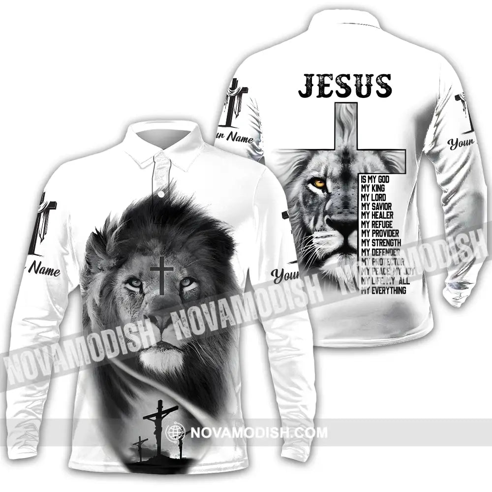 Unisex Shirt - Custom Name Jesus Light Shirt Jesus Is My God Long Sleeve Polo / S T-shirt