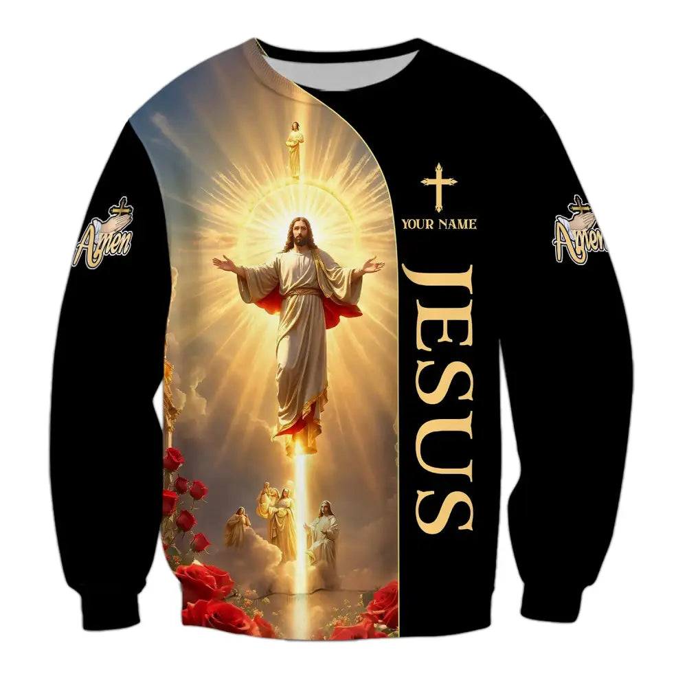 Unisex Shirt - Custom Name Jesus Light Long Sleeve / S T-Shirt