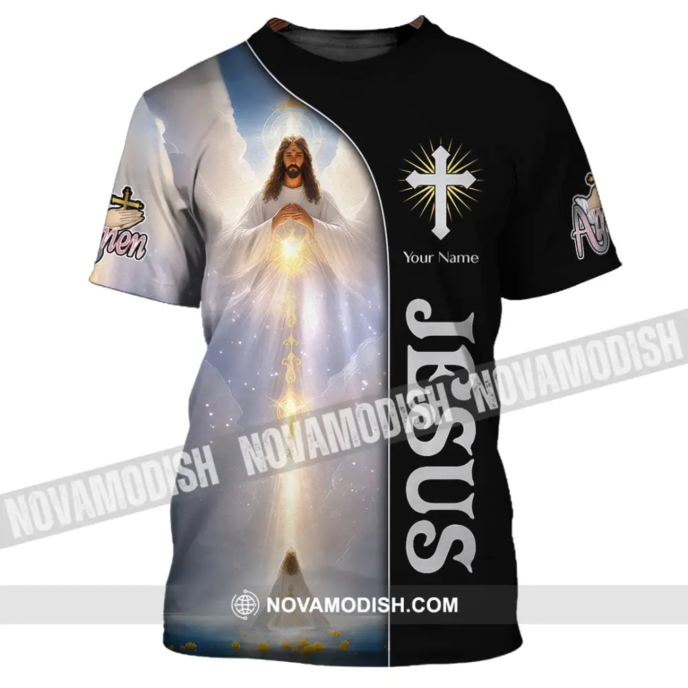 Unisex Shirt Custom Name Jesus Love Hoodie Polo Long Sleeve Gift For Christian T-Shirt / S T-Shirt