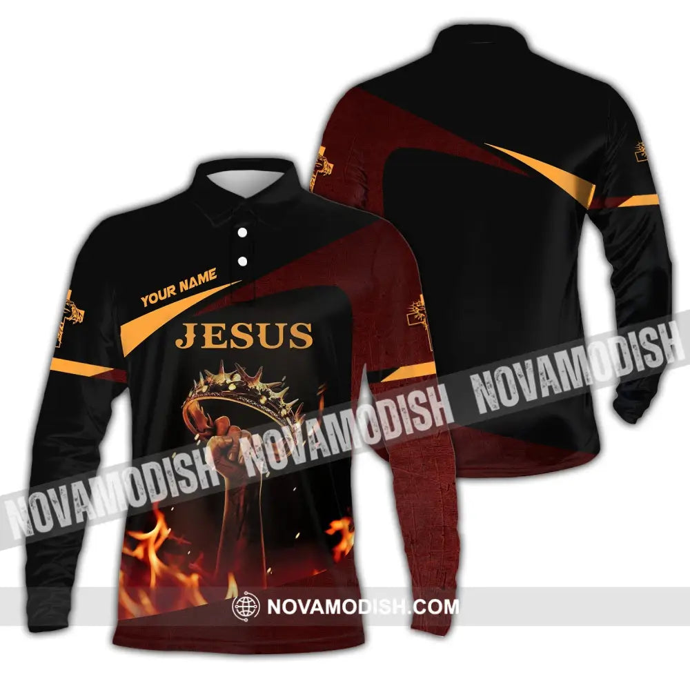 Unisex Shirt Custom Name Jesus Love Long Sleeve Hoodie Polo Gift For Christian / S T-Shirt