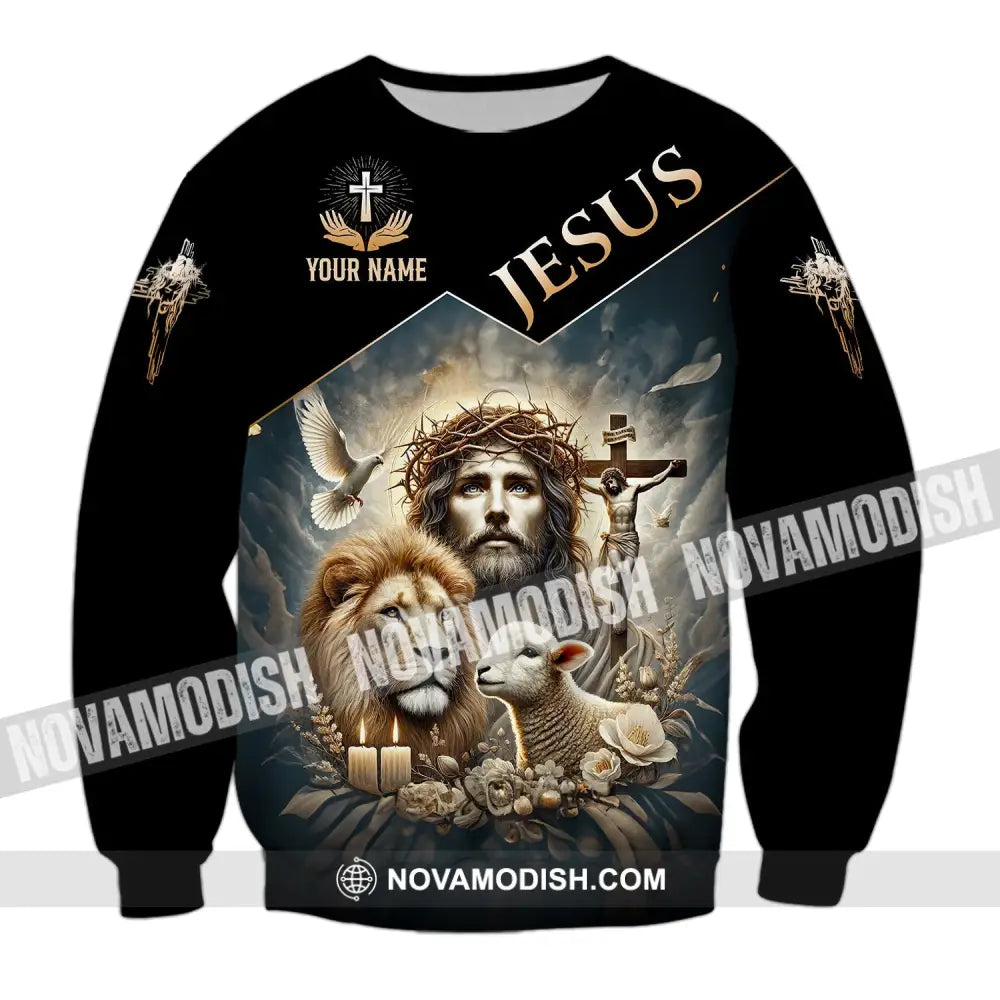 Unisex Shirt Custom Name Jesus Love Long Sleeve Hoodie Polo Gift For Christian / S T-Shirt